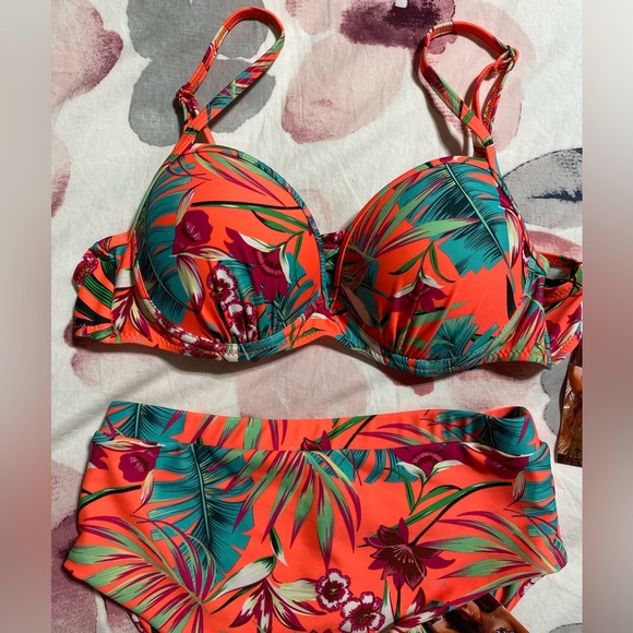 NWT Sommer Ray Cheeky High Waist Tropical Floral Bikini Set Size Small - Picture 2 of 7